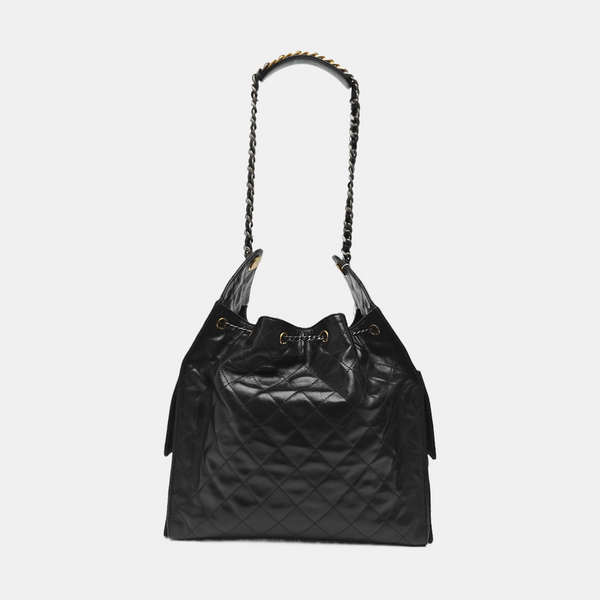 CHANEL 25 Medium Quilted Calfskin Black