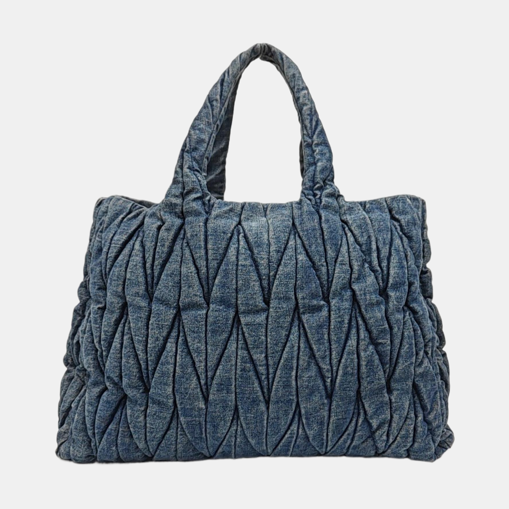 Quilted Denim Tote Bag Blue