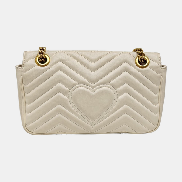 GG Marmont Medium Quilted Calfskin White