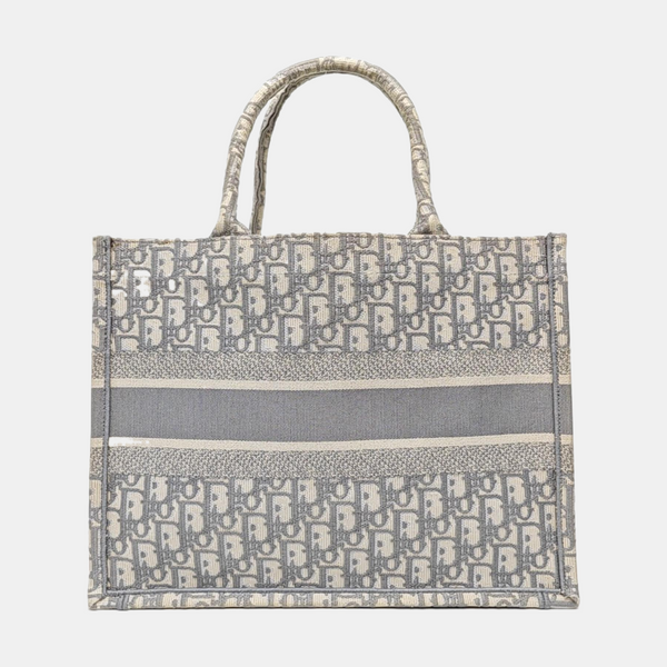 Book Tote Medium Oblique Canvas White