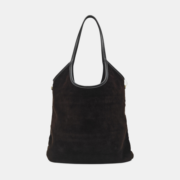 Corduroy Top Handle Bag Brown