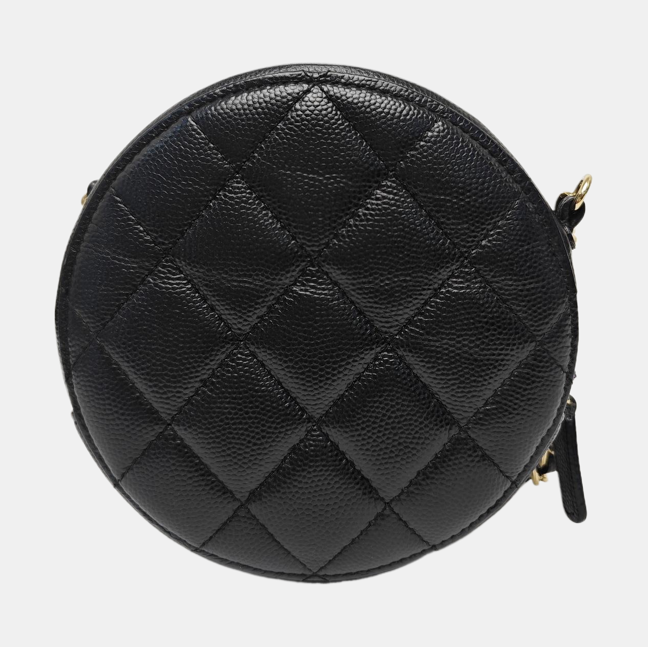 Quilted Grained Calfskin Shoulder Bag Black