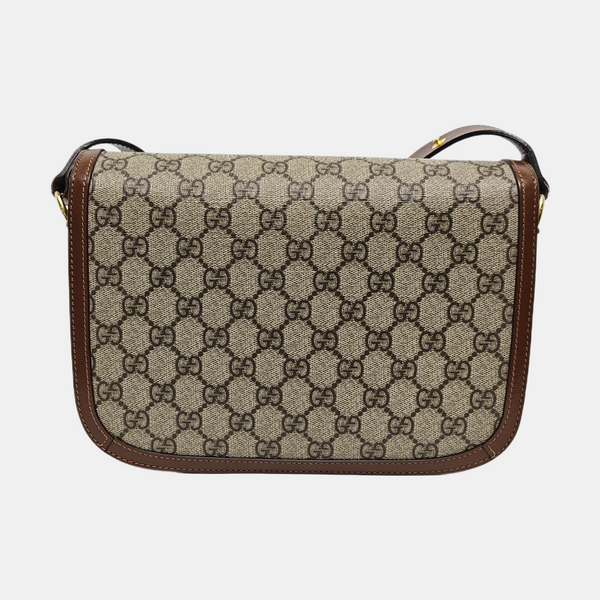 Horsebit 1955 Medium Monogram Coated Canvas Beige