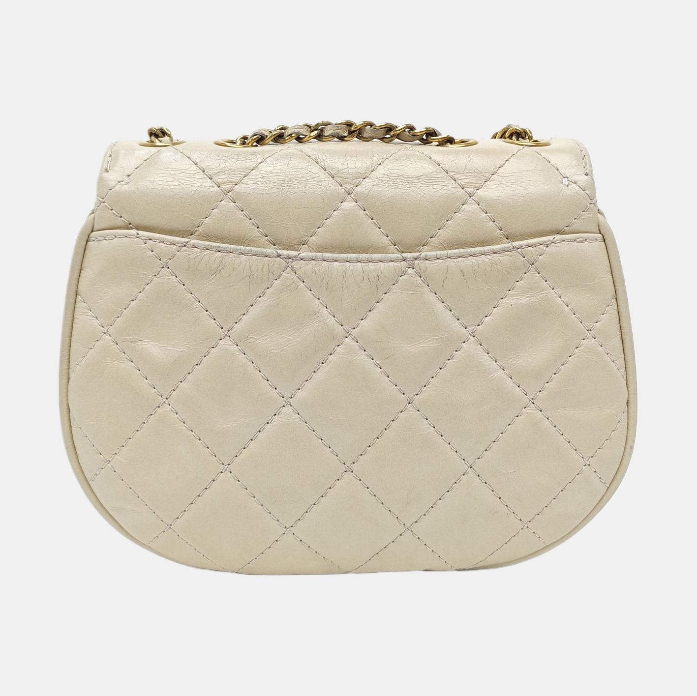Quilted Calfskin Shoulder Bag Beige
