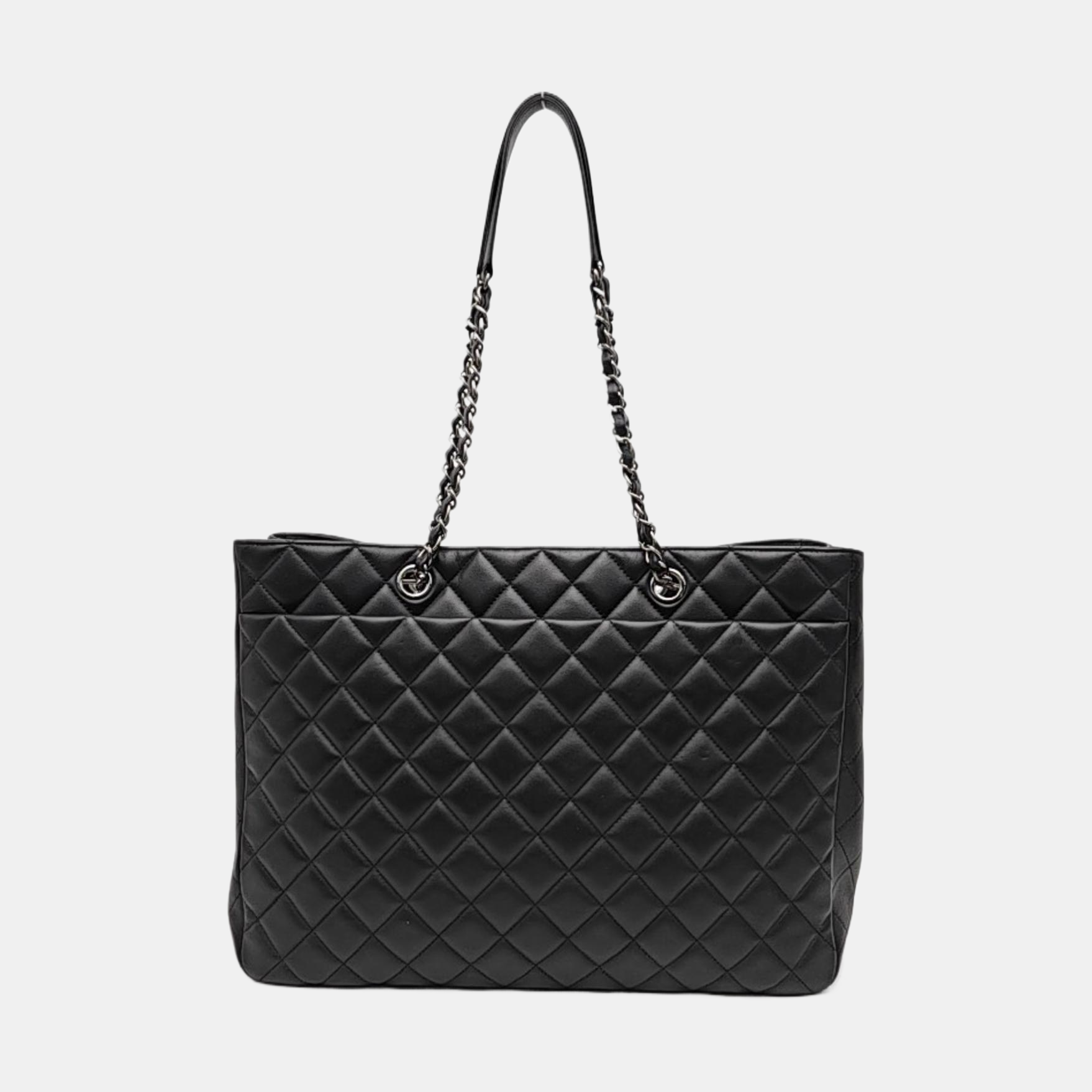 Quilted Calfskin Tote Bag Large Black