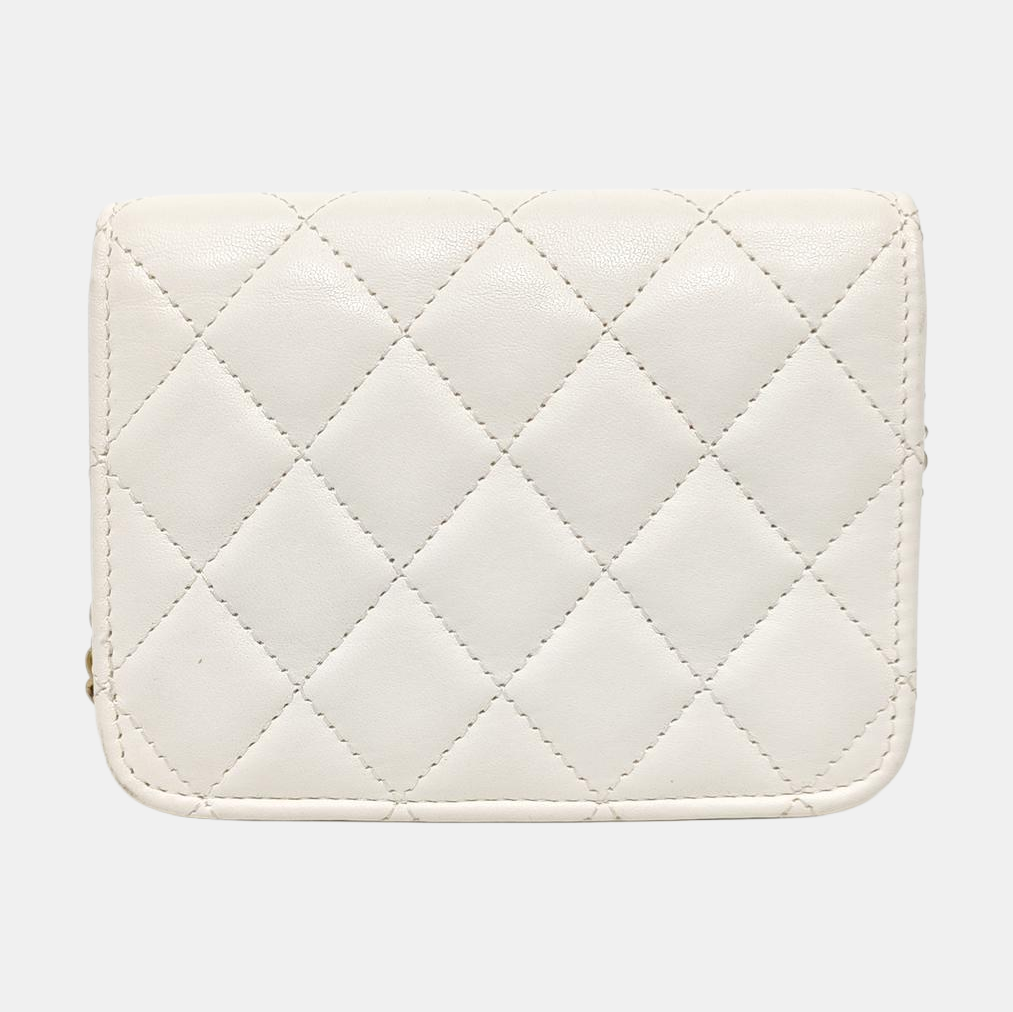 Quilted Lambskin Shoulder Bag White