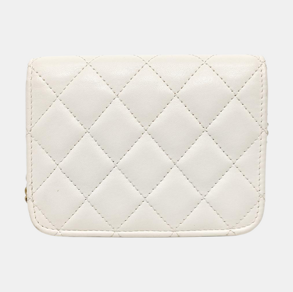 Quilted Lambskin Shoulder Bag White