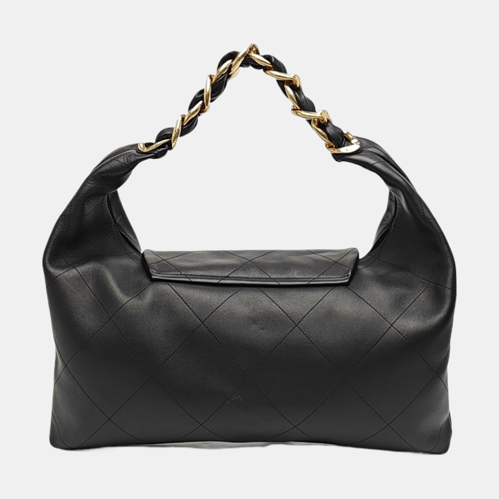 Quilted Calfskin Top Handle Bag Black