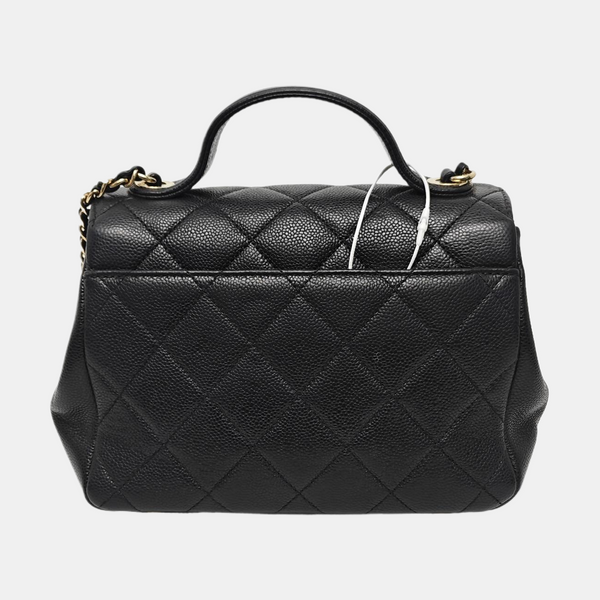 BUSINESS AFFINITY Small Quilted Grained Calfskin Black