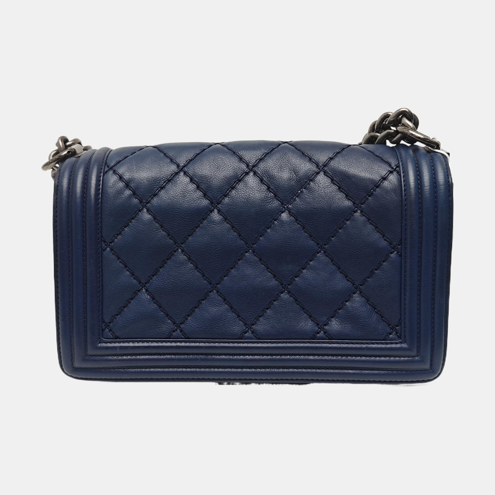BOY CHANEL Medium Quilted Calfskin Blue
