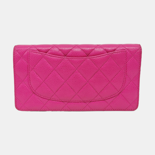 Quilted Grained Calfskin Wallet Pink