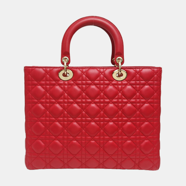 Lady Dior Large Cannage Lambskin Red