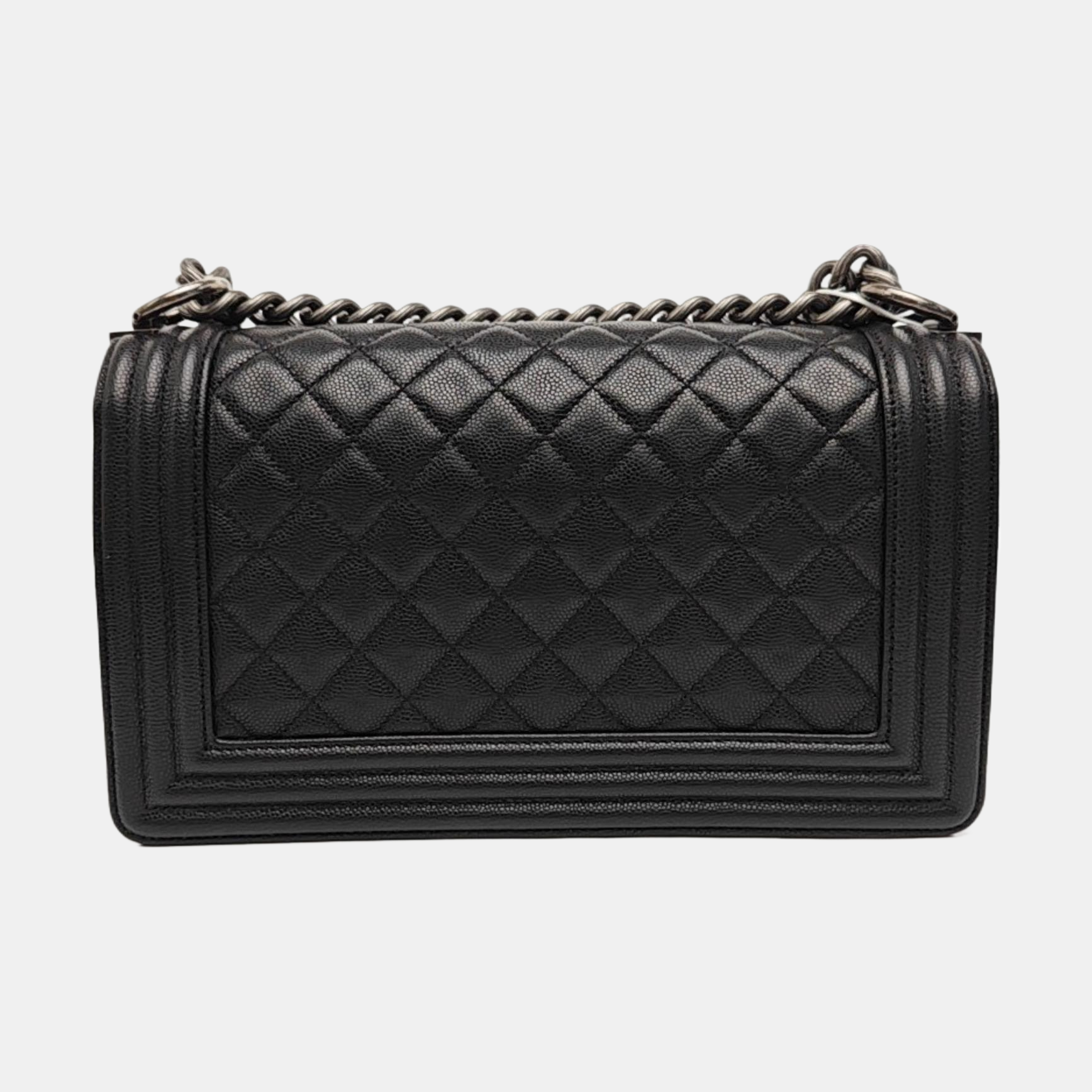 BOY CHANEL Medium Quilted Grained Calfskin Black