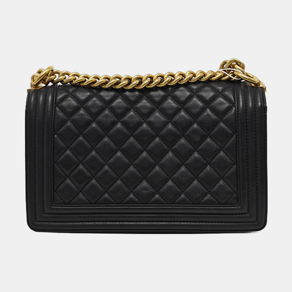 BOY CHANEL Medium Quilted Calfskin Black