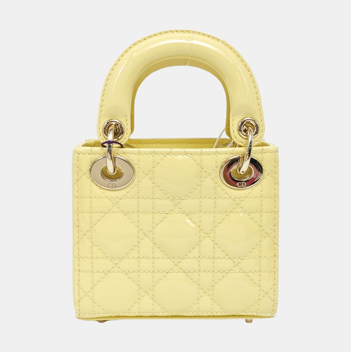 Lady Dior Super Mini Cannage Patent Lambskin Yellow