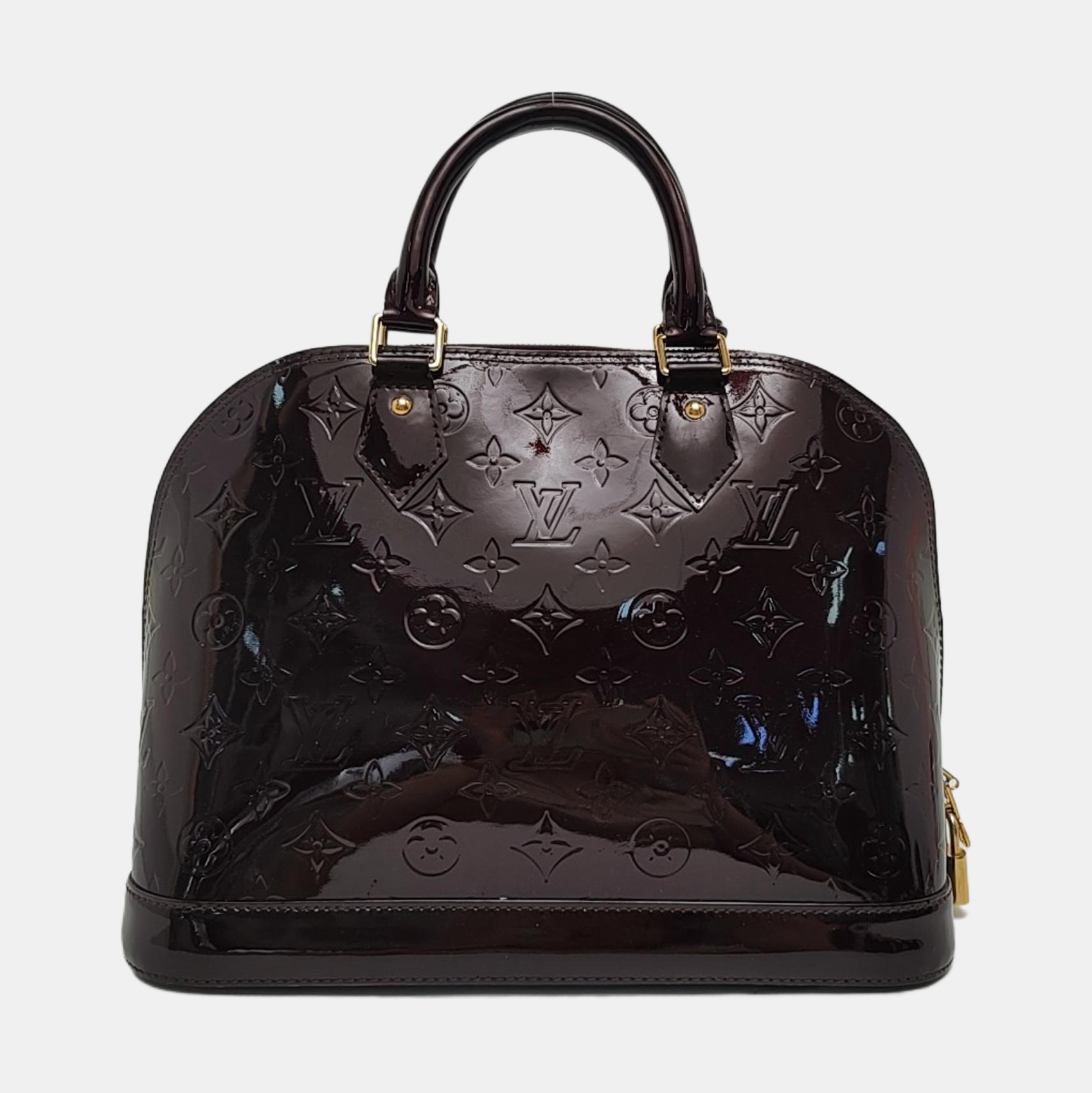 Authenticated pre-owned  ALMA PM Monogram Patent Leather Burgundy - Top Handle Bag at Looply