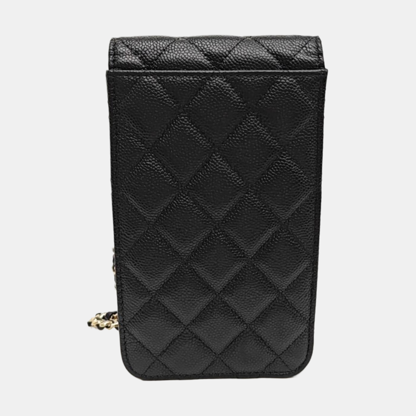 Quilted Grained Calfskin Shoulder Bag Black