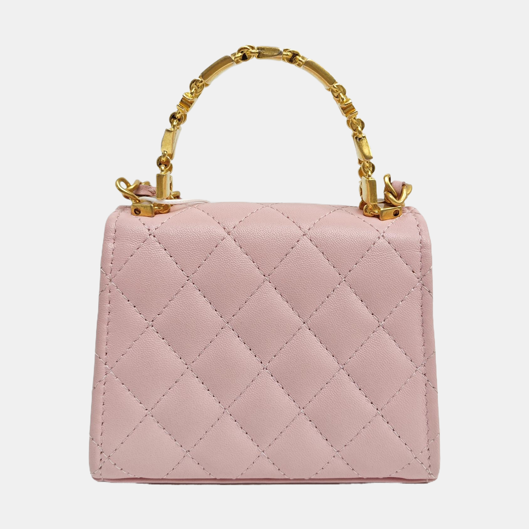 TWO TONE CHAIN HANDLE Quilted Lambskin Pink