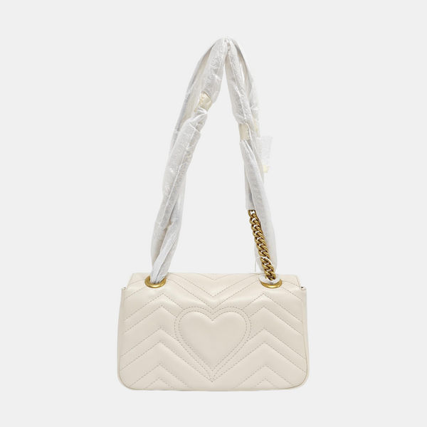 GG Marmont Small Quilted Calfskin White