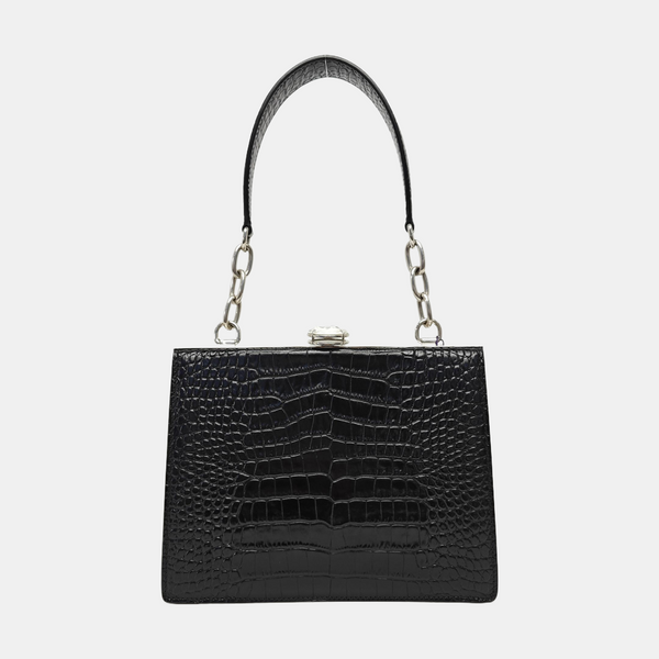 Calfskin Top Handle Bag Black
