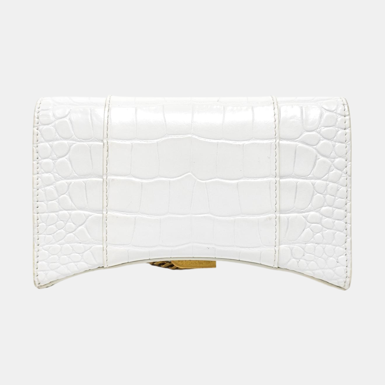 Hourglass Wallet On Chain Mini Calfskin White