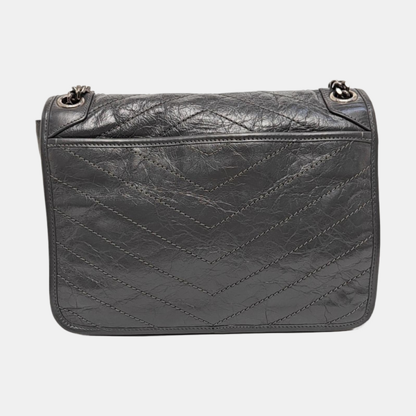 NIKI Medium Chevron Calfskin Gray