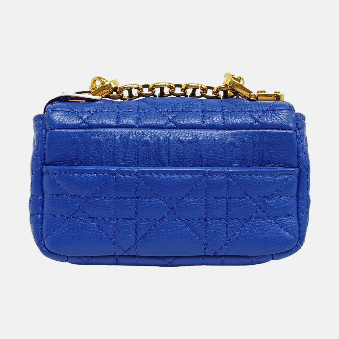 Authenticated pre-owned  Dior Caro Super Mini Quilted Calfskin Blue - Shoulder Bag at Looply