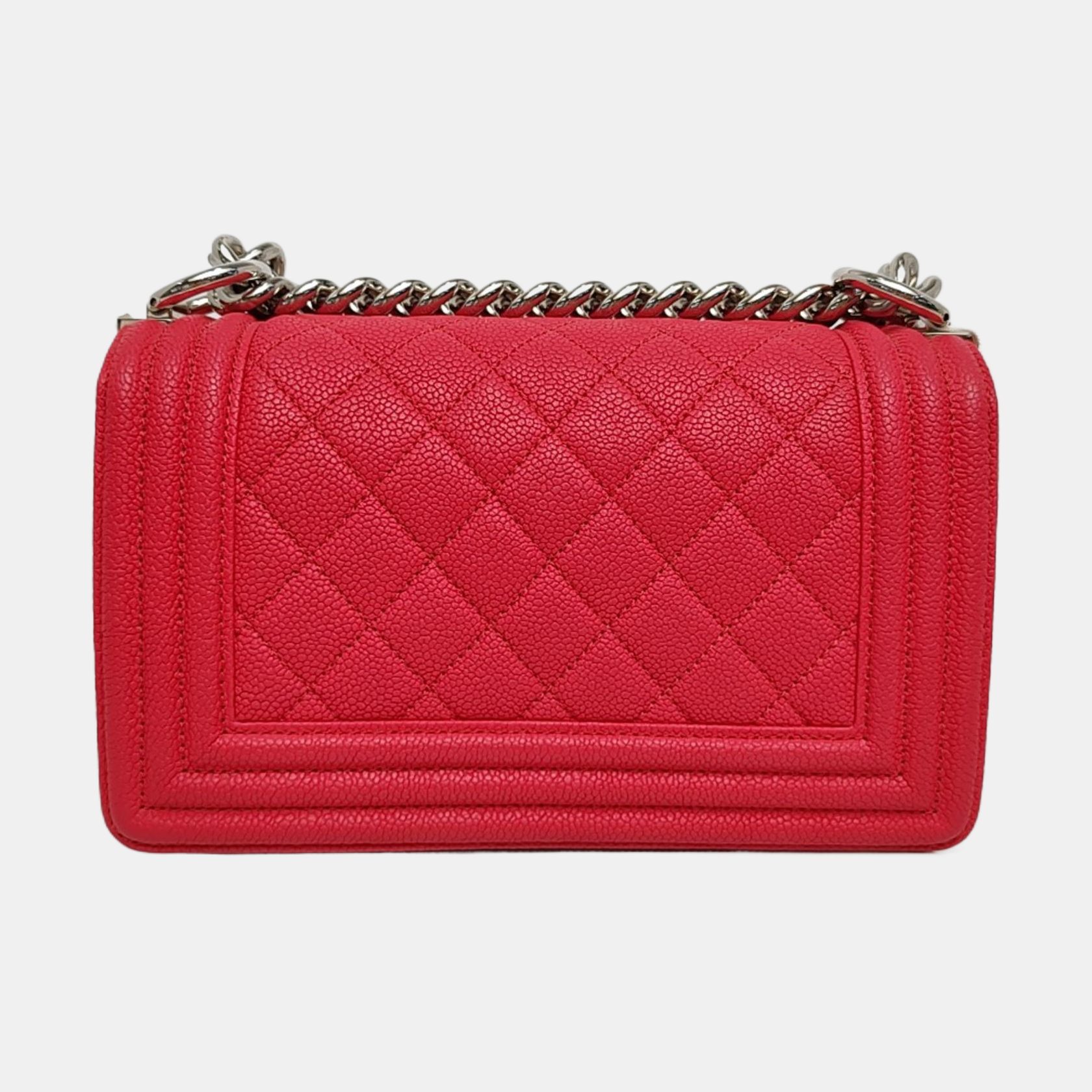Authenticated pre-owned  BOY CHANEL Small Quilted Grained Calfskin Red - Shoulder Bag at Looply