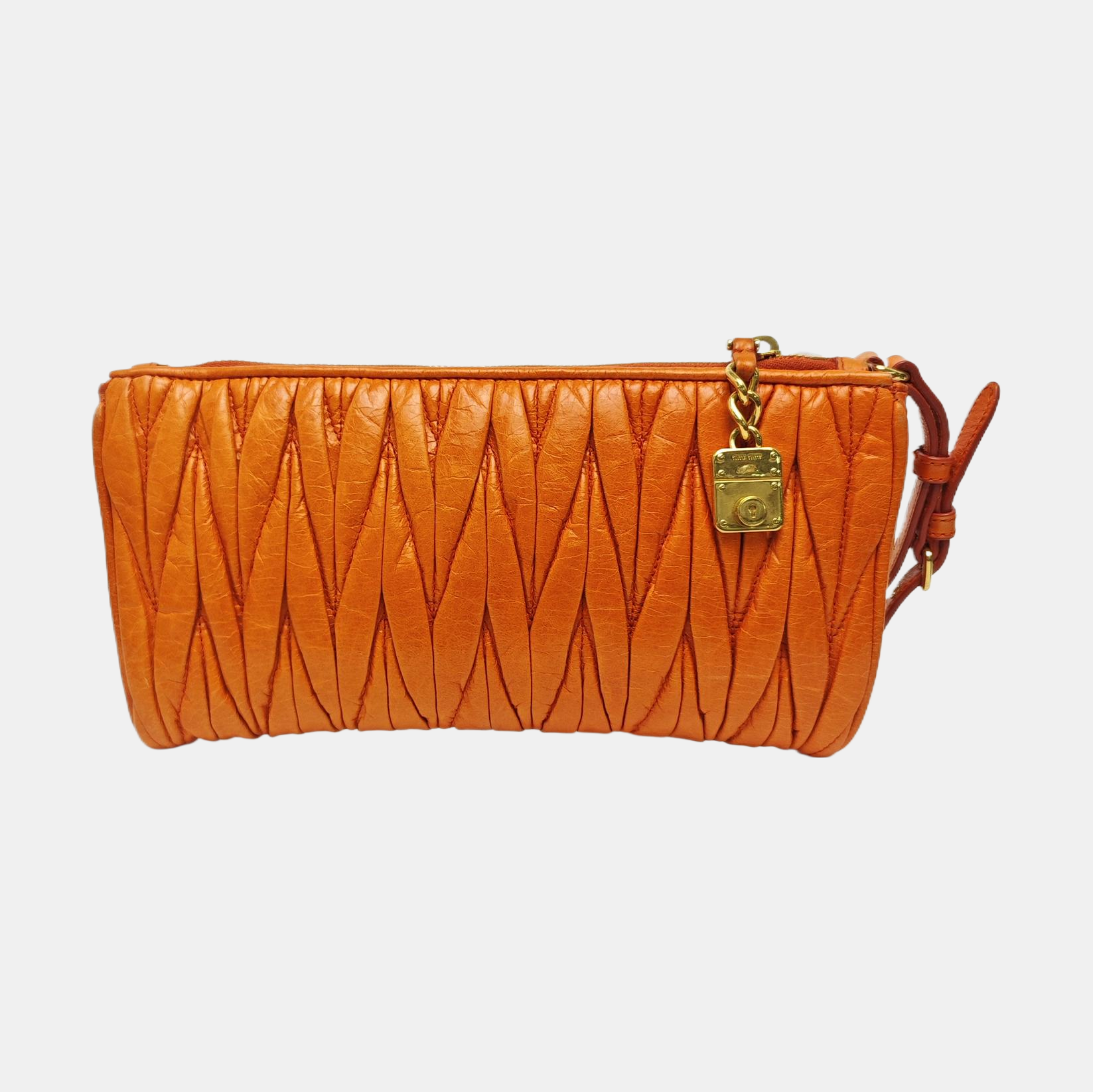 Quilted Lambskin Clutch Orange