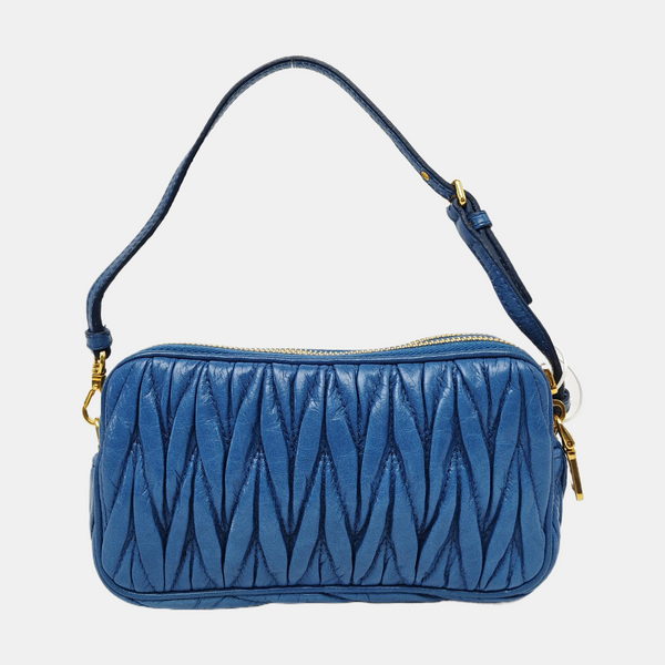 Quilted Lambskin Top Handle Bag Blue