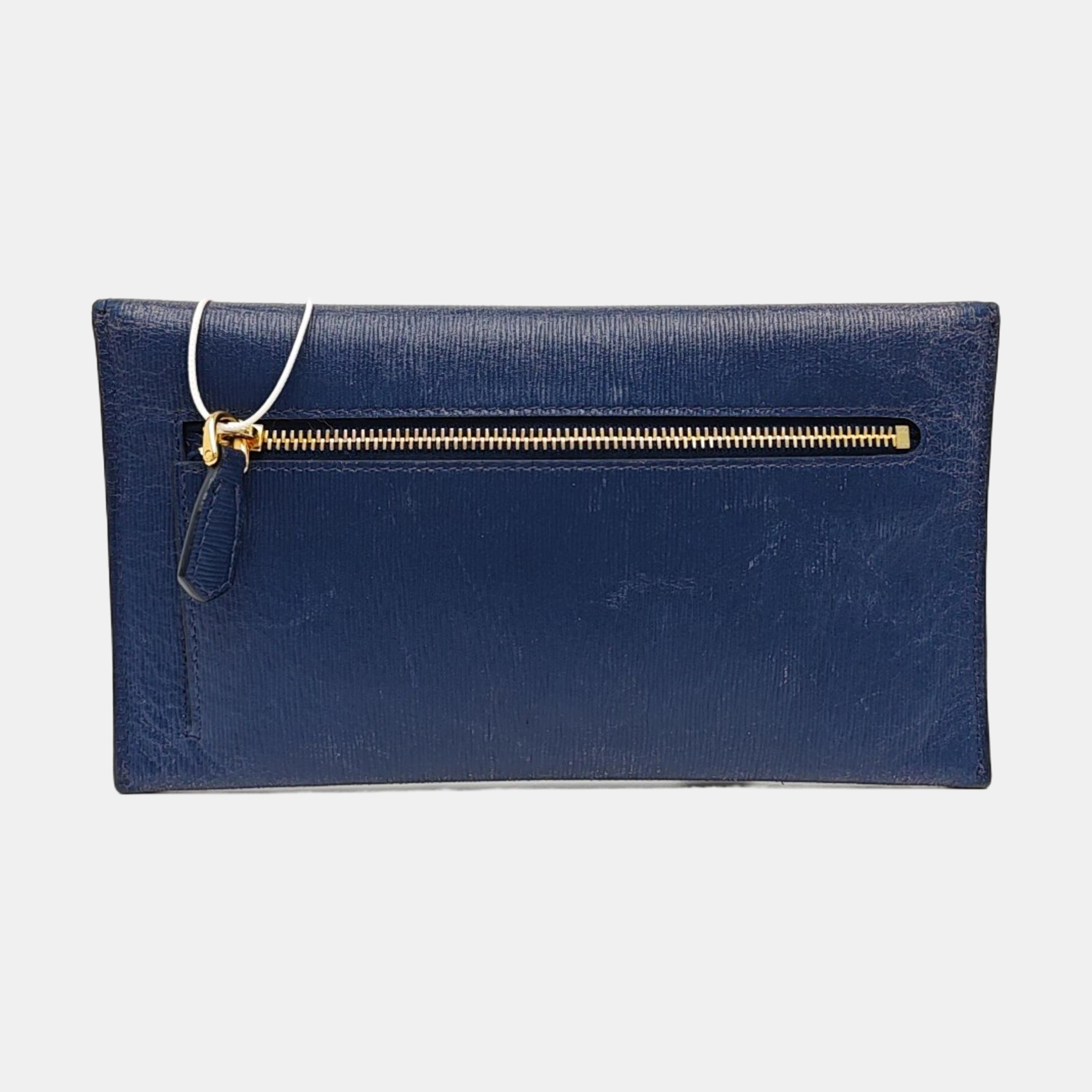 Envelope Wallet Calfskin Blue Wallet