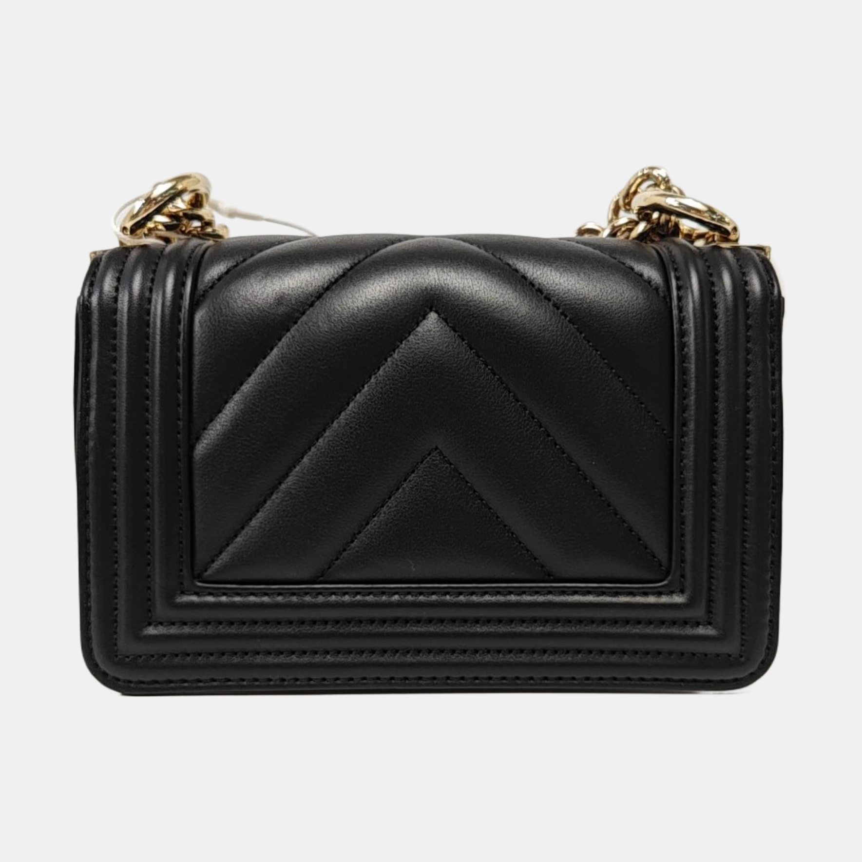 Authenticated pre-owned  BOY CHANEL Small Chevron, Quilted Calfskin Black - Shoulder Bag at Looply