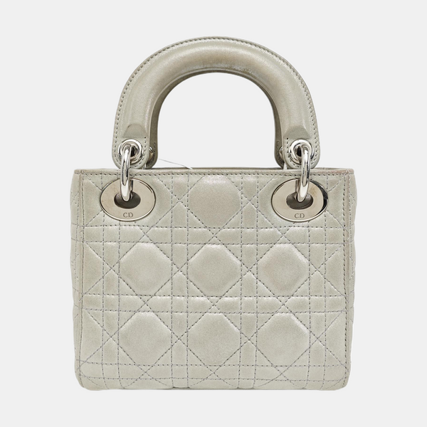 Lady Dior Mini Cannage Lambskin Gray