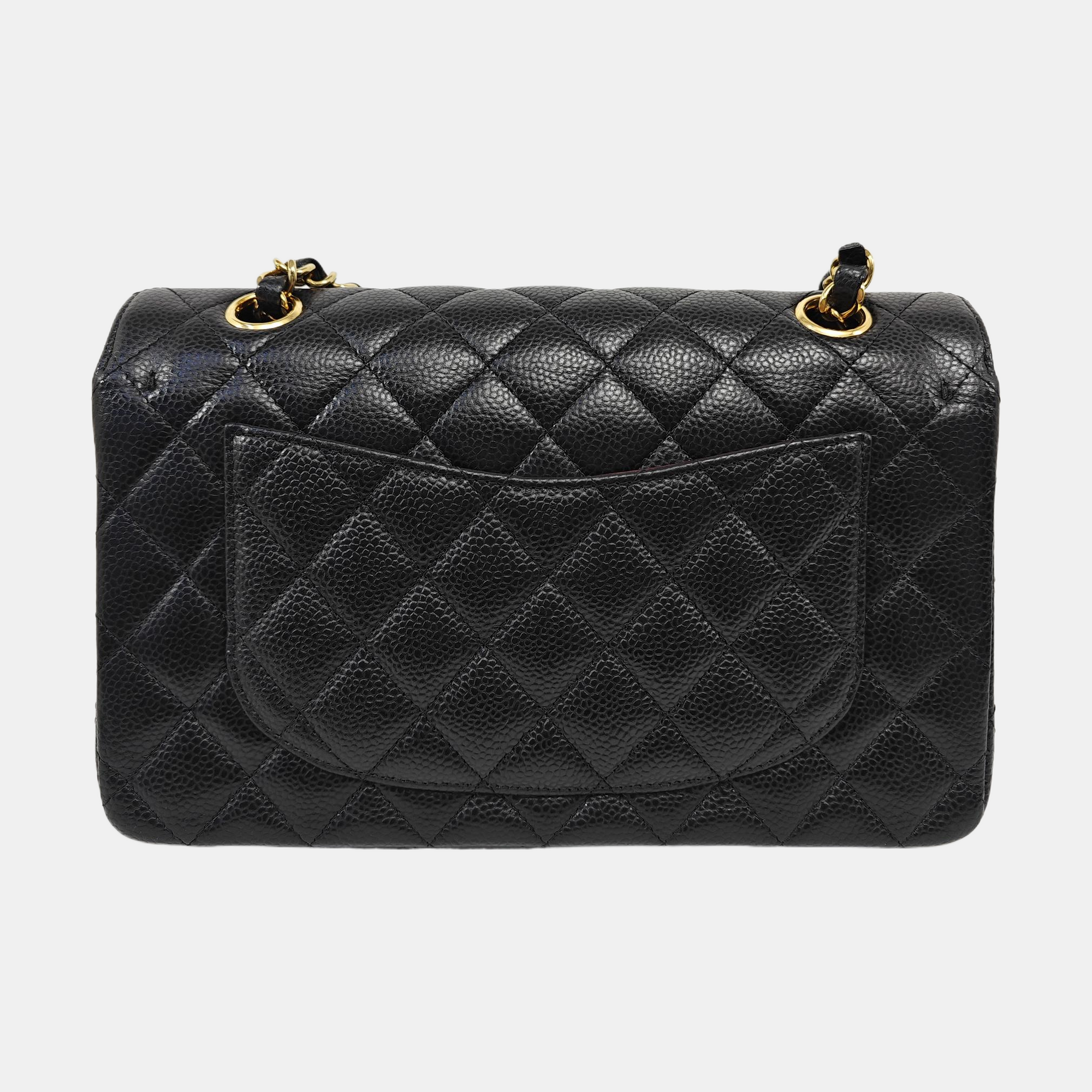 CLASSIC FLAP Small Quilted Grained Calfskin Black