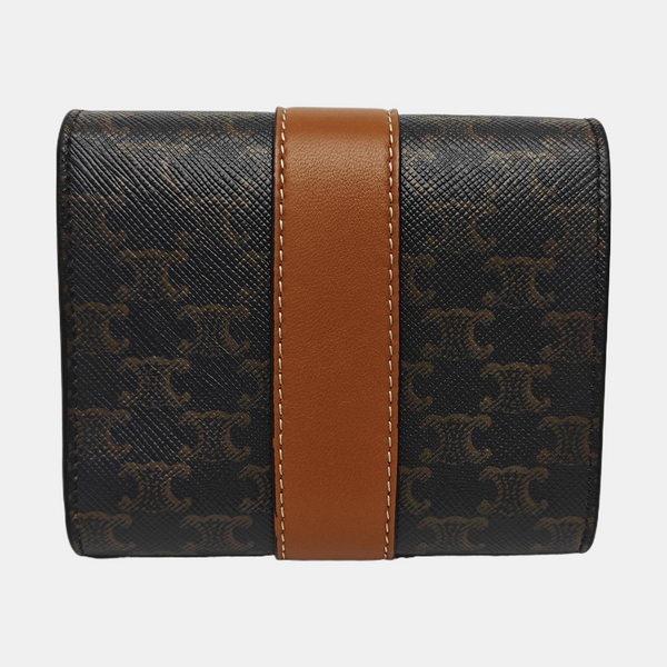 TRIOMPHE CANVAS Mini Coated Canvas Brown Wallet