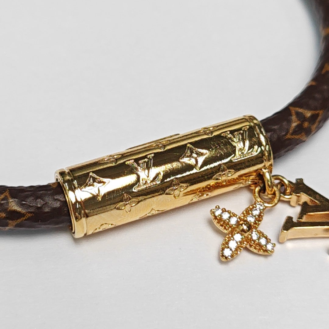 LV Push Coated Canvas Brown Bangle