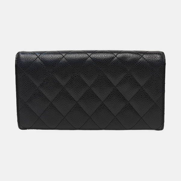 CLASSIC FLAP Mini Quilted Grained Calfskin Black Wallet