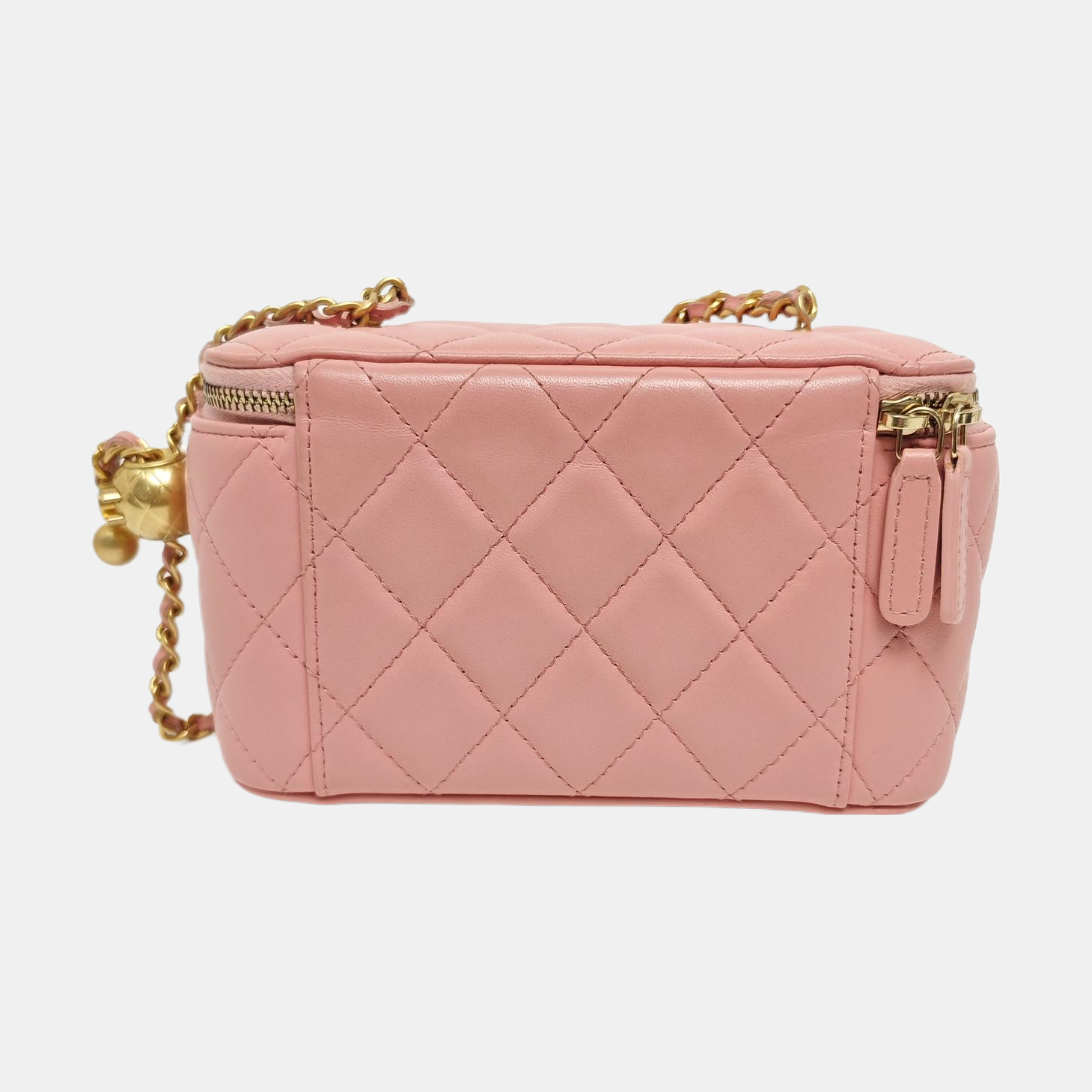 VANITY CASE Small Quilted Lambskin Pink