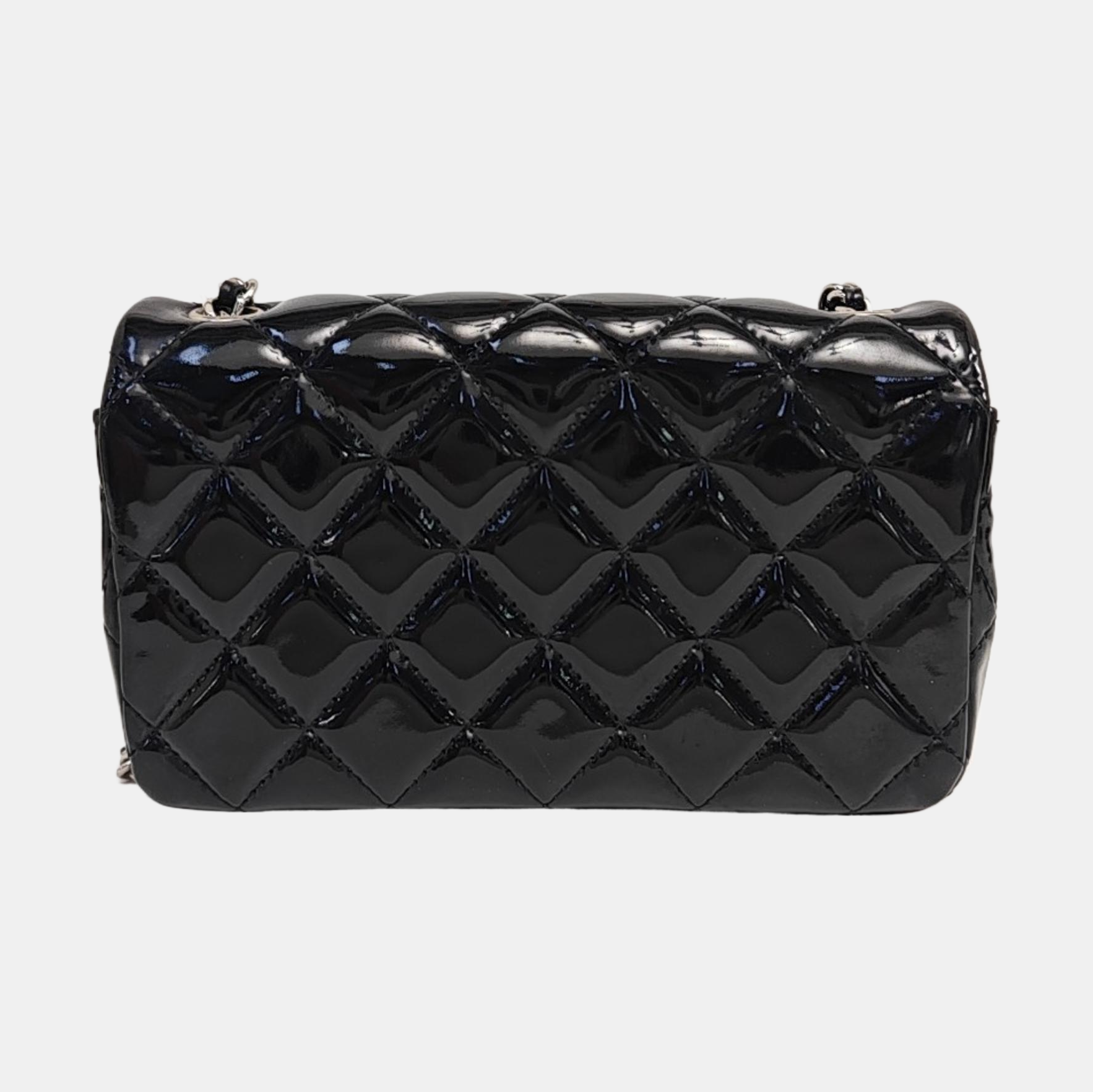 CLASSIC FLAP Super Mini Quilted Patent Leather Black