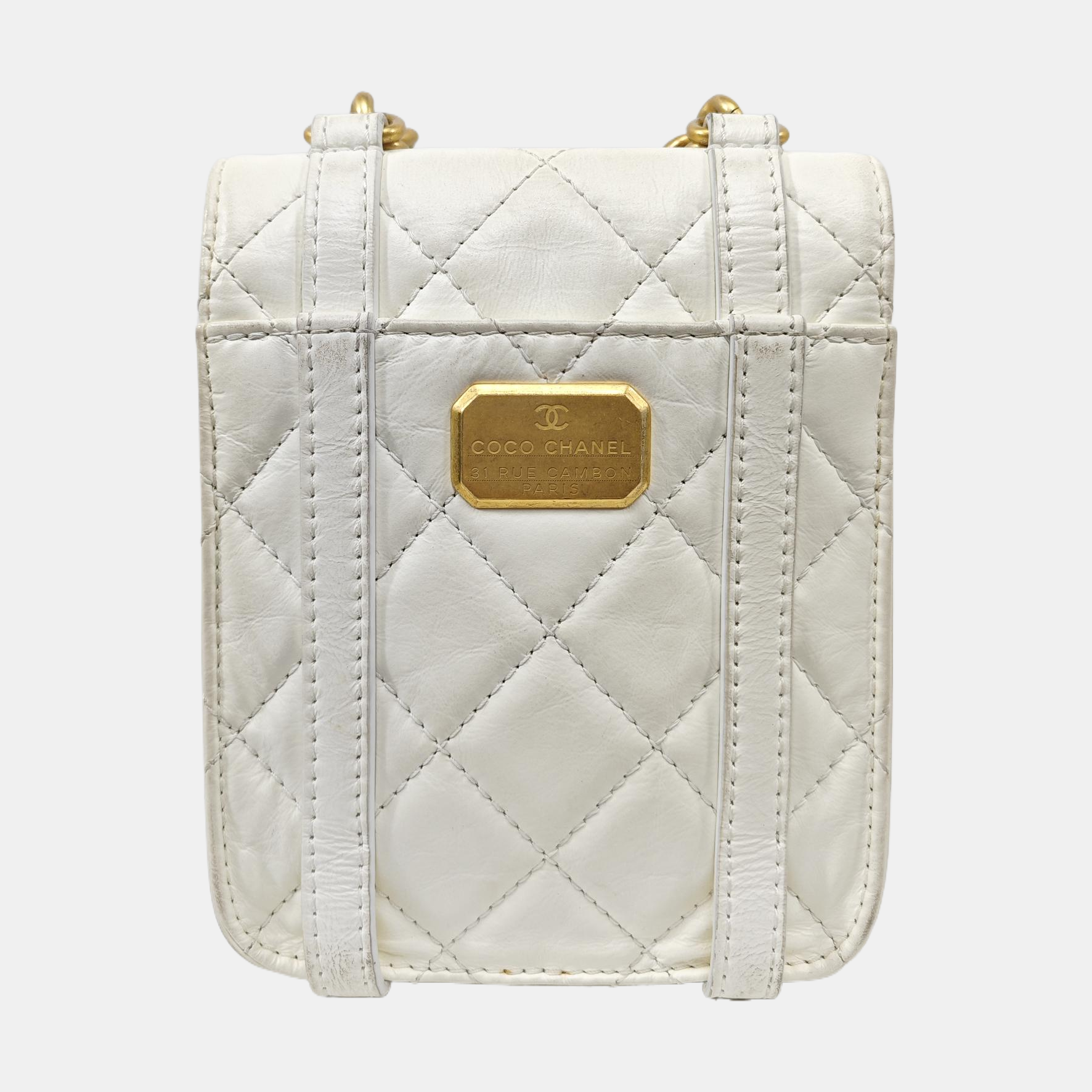 Quilted Calfskin Shoulder Bag Mini White