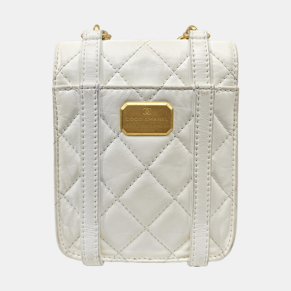 Quilted Calfskin Shoulder Bag Mini White
