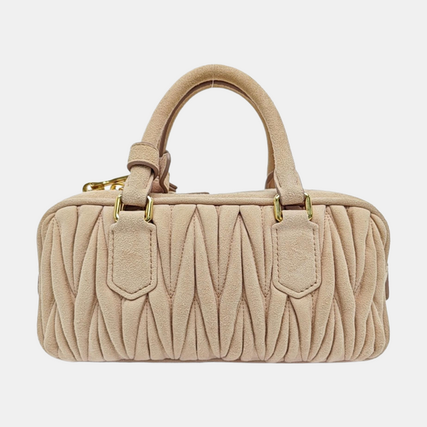 Arcadie Matelassé Small Quilted Suede Pink