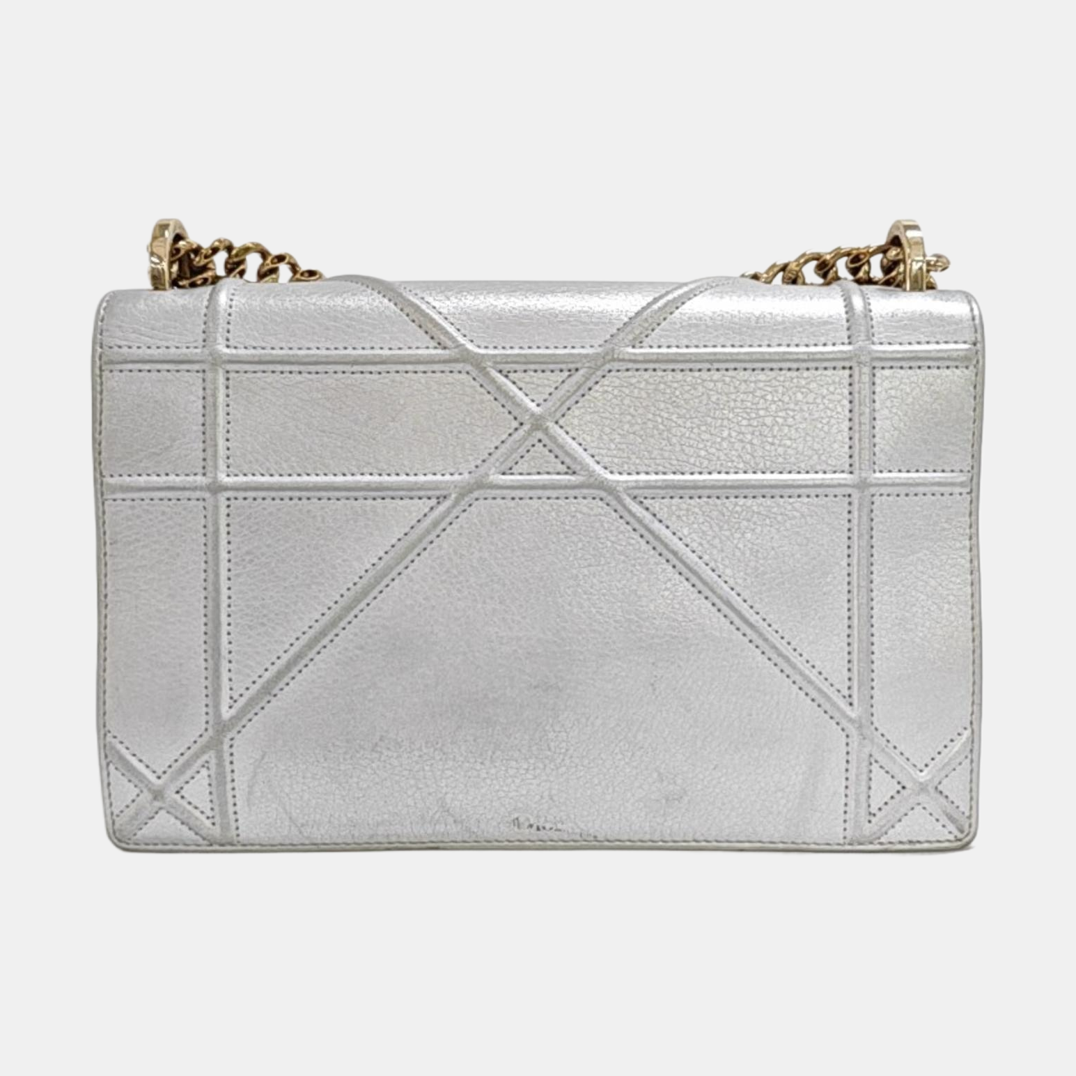 Diorama Medium Cannage Calfskin Silver