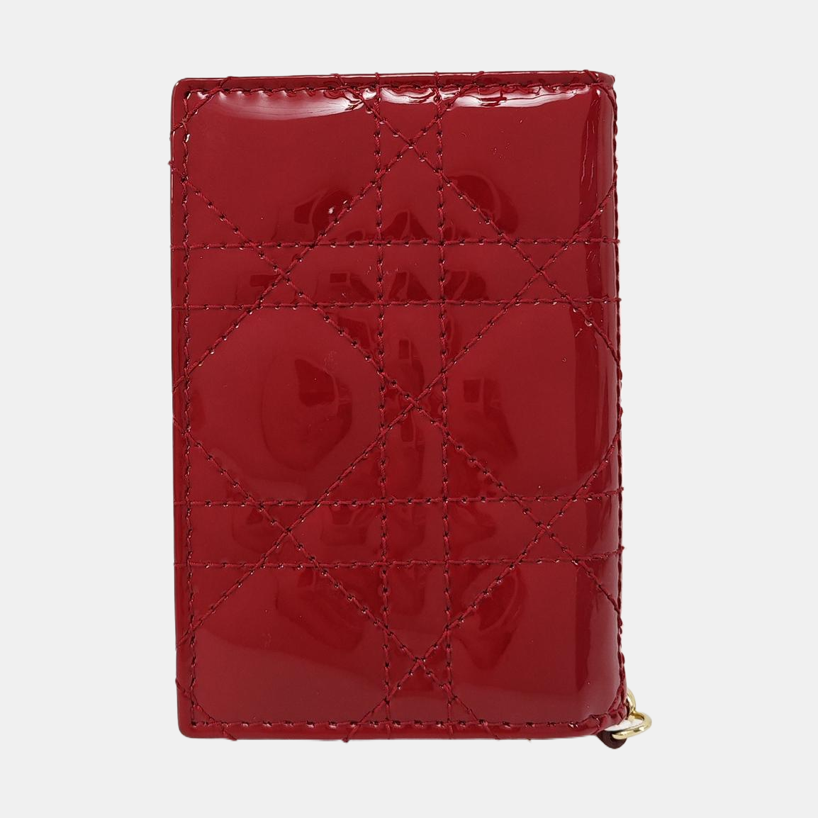 Lady Dior Cannage Patent Leather Red Card Holder