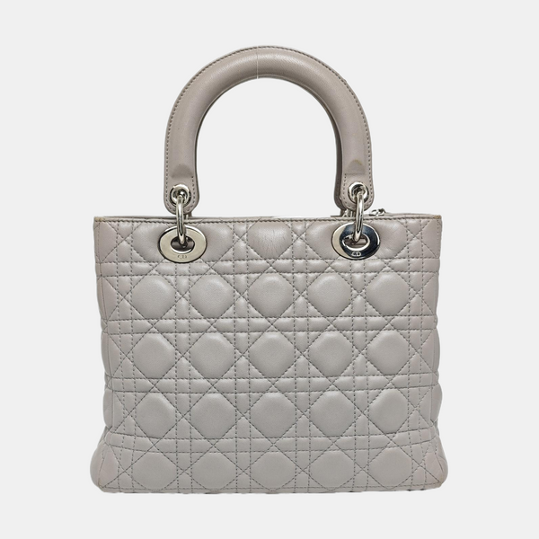 Lady Dior Medium Cannage Lambskin Gray