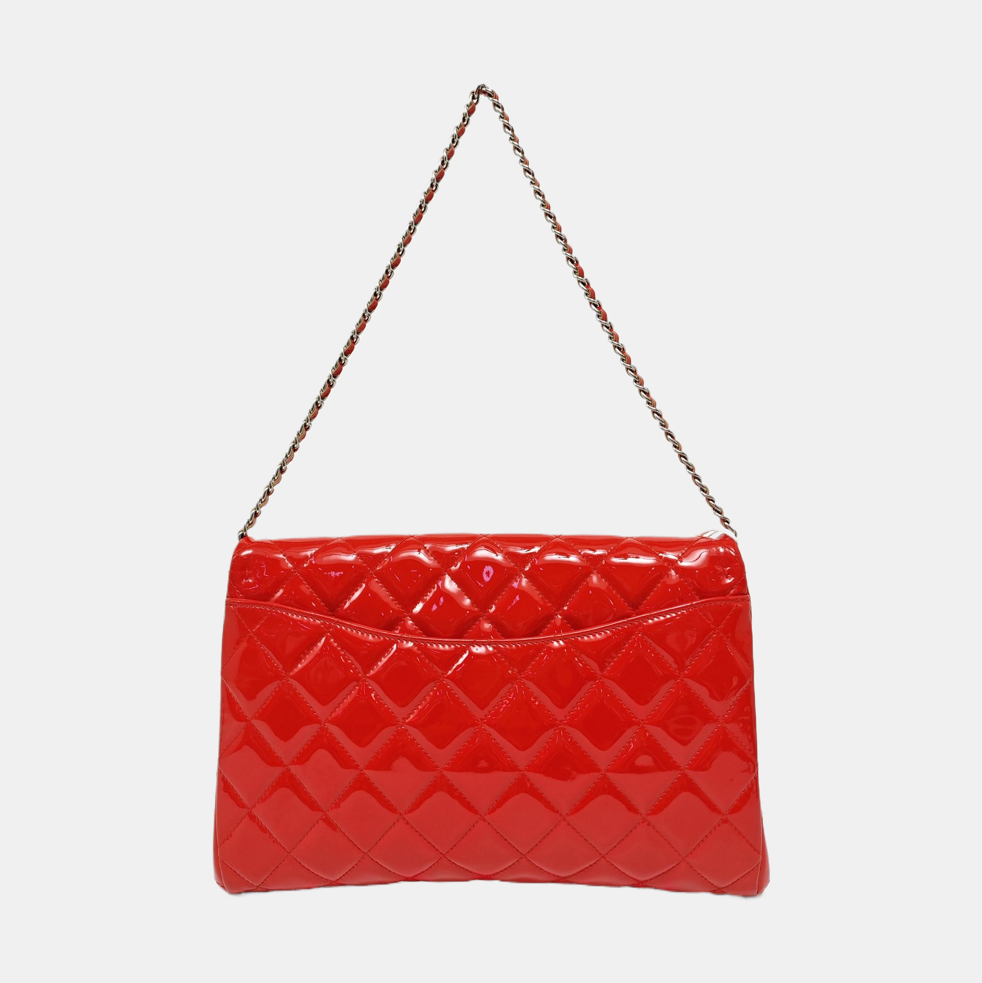 Quilted Patent Calfskin Shoulder Bag Red