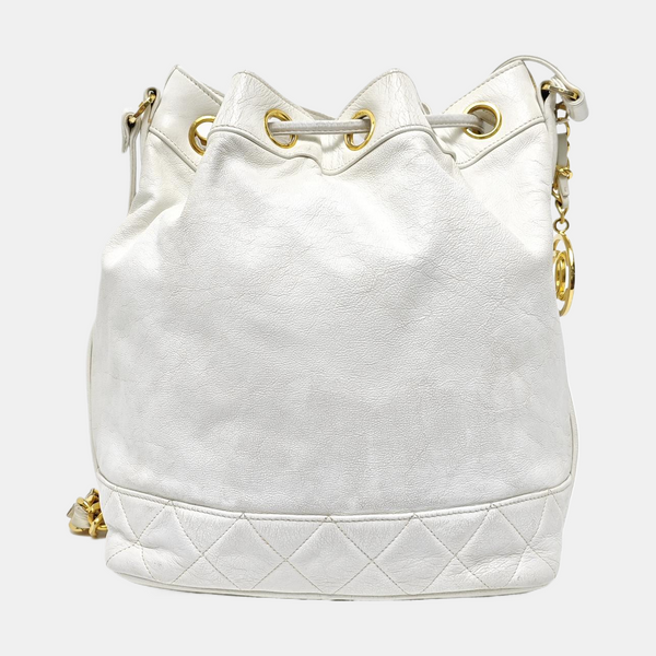 DRAWSTRING Quilted Calfskin White