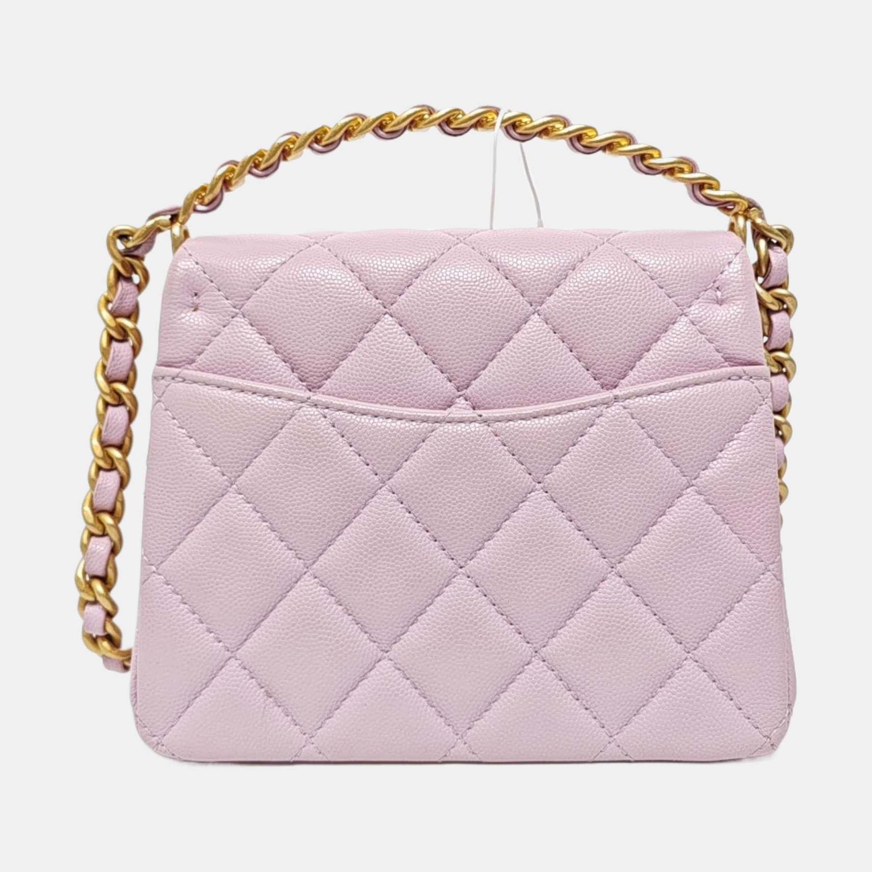 Quilted Grained Calfskin Shoulder Bag Mini Purple