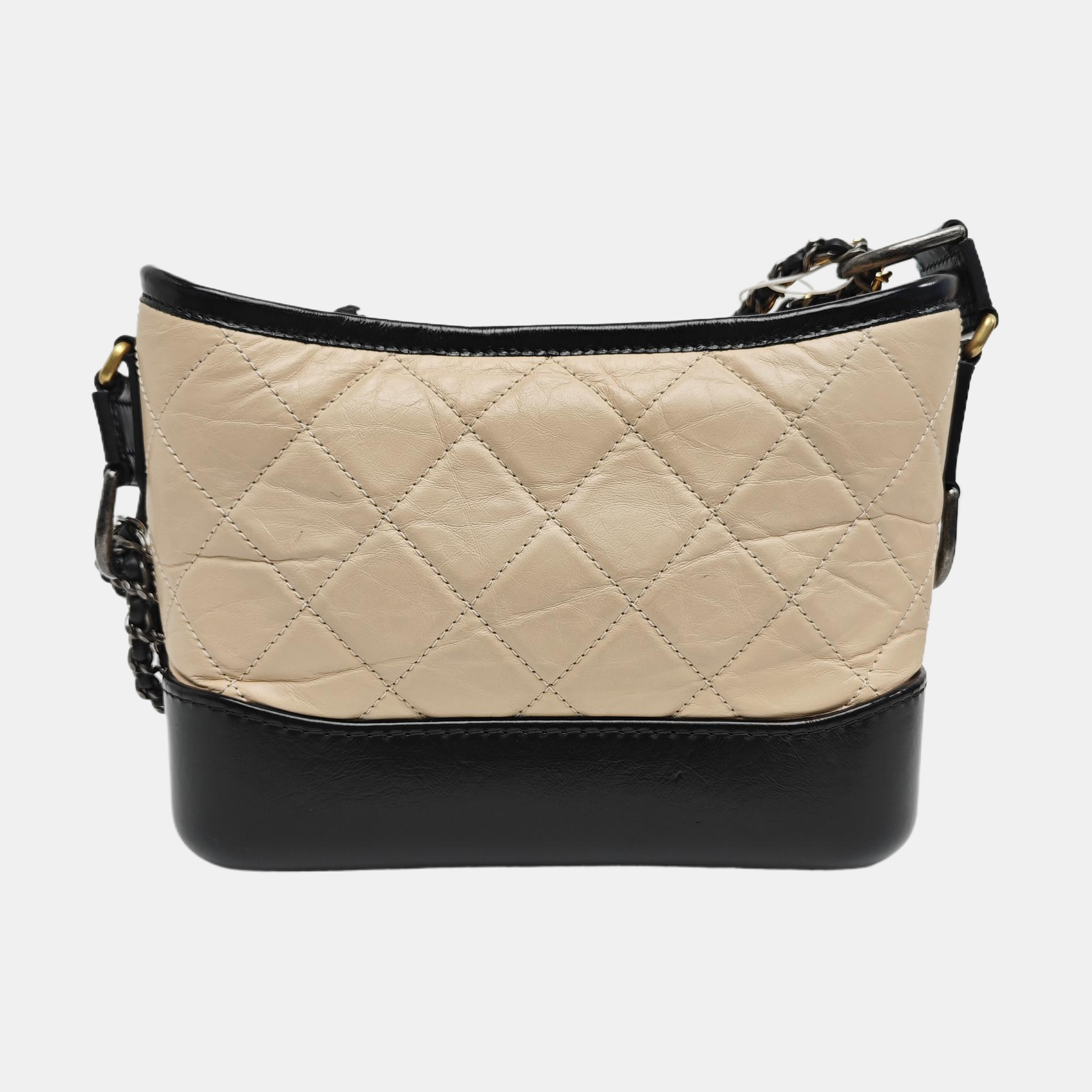 GABRIELLE Small Quilted Calfskin Beige