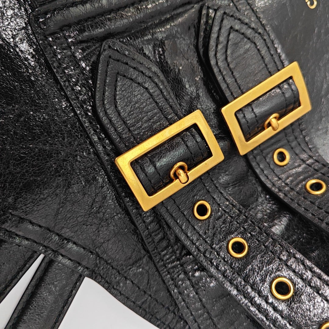 Leather Waist Cincher Black